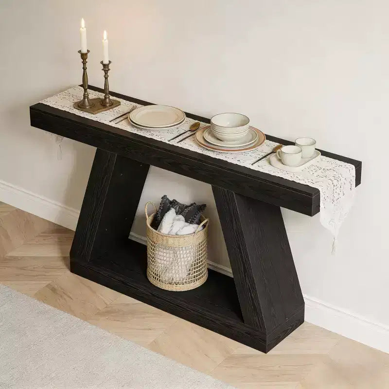 GDFStudio Maya 2-Tier Farmhouse Wooden Console Table