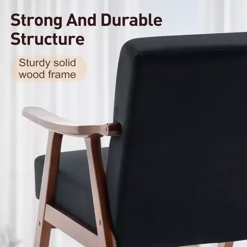 Mid-Century Modern Velvet Accent Chair with Solid Wood Frame, Wingback Lounge Chair for Living Room