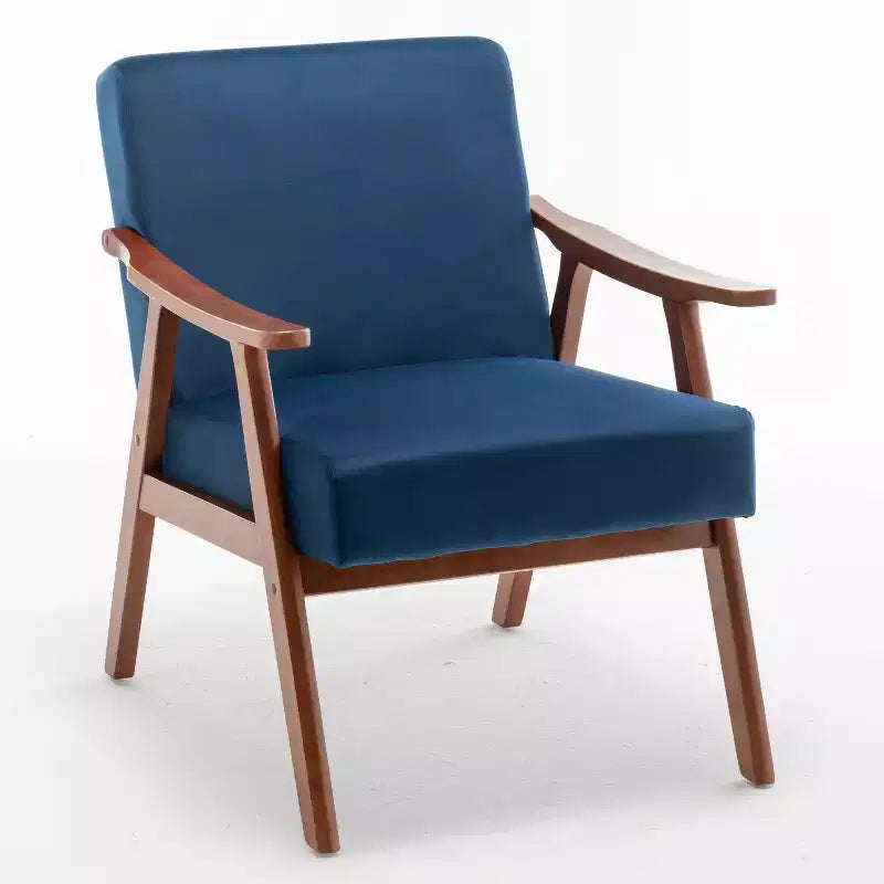 Fauteuil d'appoint en velours Mid-Century Modern avec cadre en bois massif, fauteuil lounge à oreilles pour salon