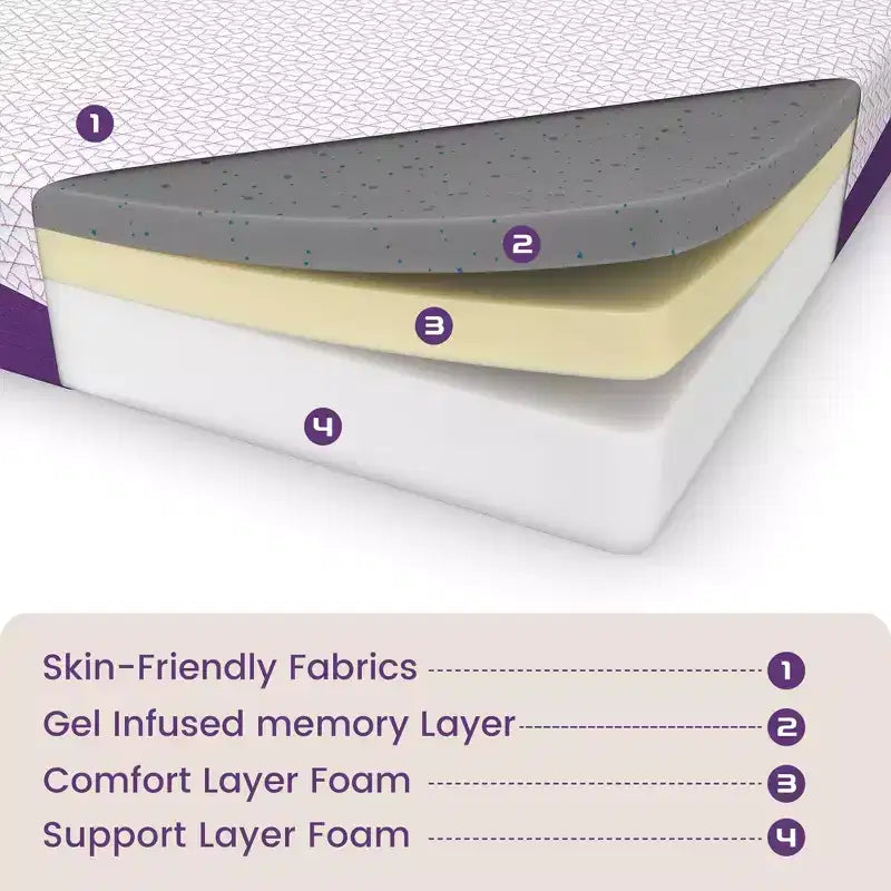 Sersper 10 Rayon from Bamboo Charcoal Cooling Gel Memory Foam Mattress - Compatible with Platform Bed, Box Spring, or Slat Base