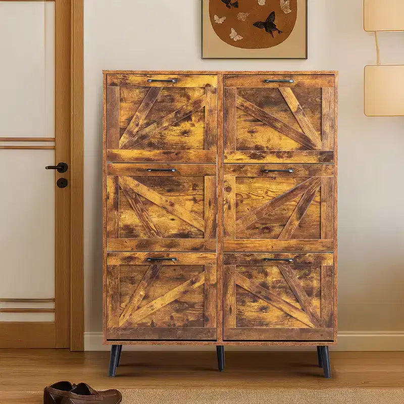 Karl Home Wooden 6 Flip Drawers Shoe Cabinet