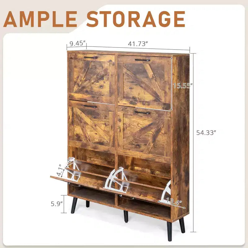 Karl Home Wooden 6 Flip Drawers Shoe Cabinet