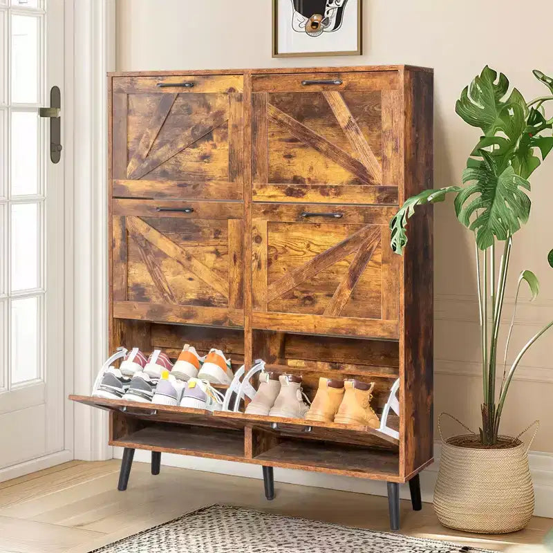Karl Home Wooden 6 Flip Drawers Shoe Cabinet