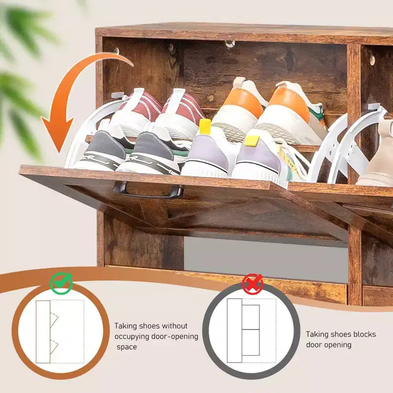 Karl Home Wooden 6 Flip Drawers Shoe Cabinet