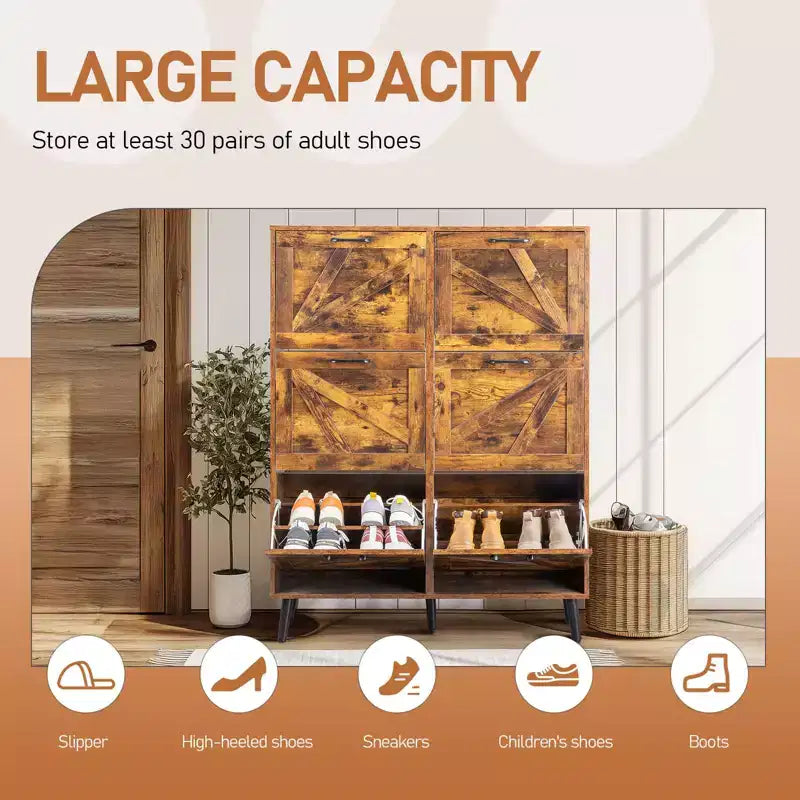 Karl Home Wooden 6 Flip Drawers Shoe Cabinet