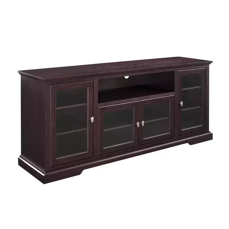 Glass Door Traditional Highboy TV Stand for TVs up to 80, Espresso