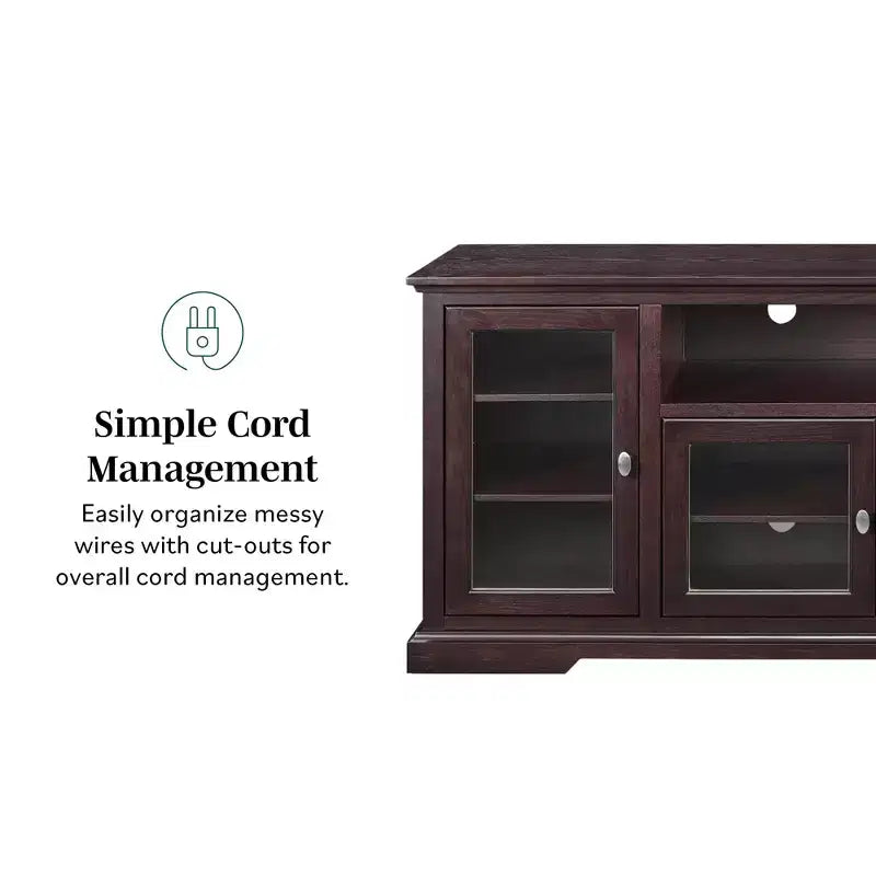 Glass Door Traditional Highboy TV Stand for TVs up to 80, Espresso