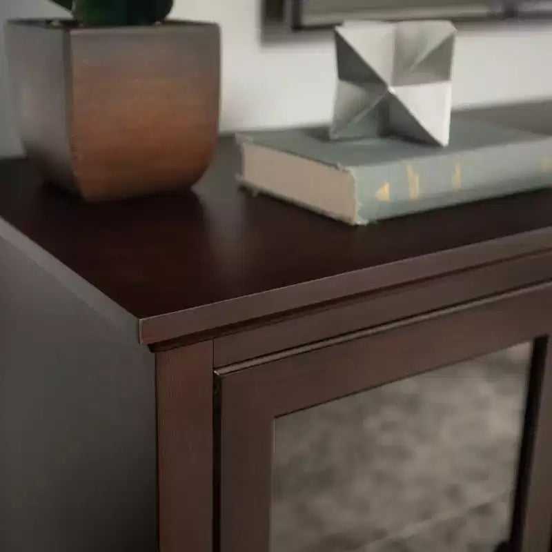 Glass Door Traditional Highboy TV Stand for TVs up to 80, Espresso
