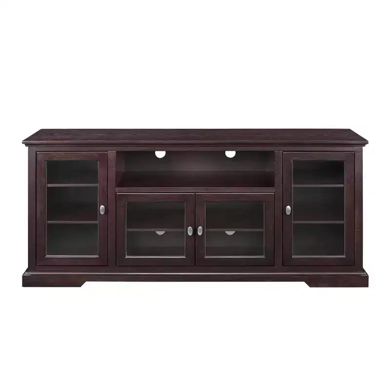 Glass Door Traditional Highboy TV Stand for TVs up to 80, Espresso