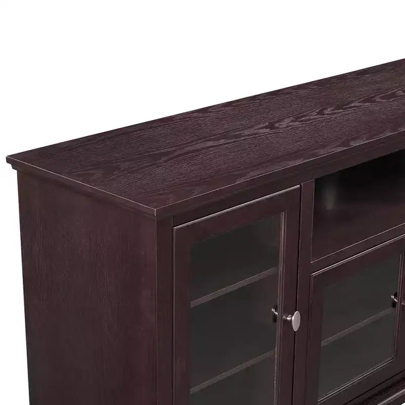 Glass Door Traditional Highboy TV Stand for TVs up to 80, Espresso