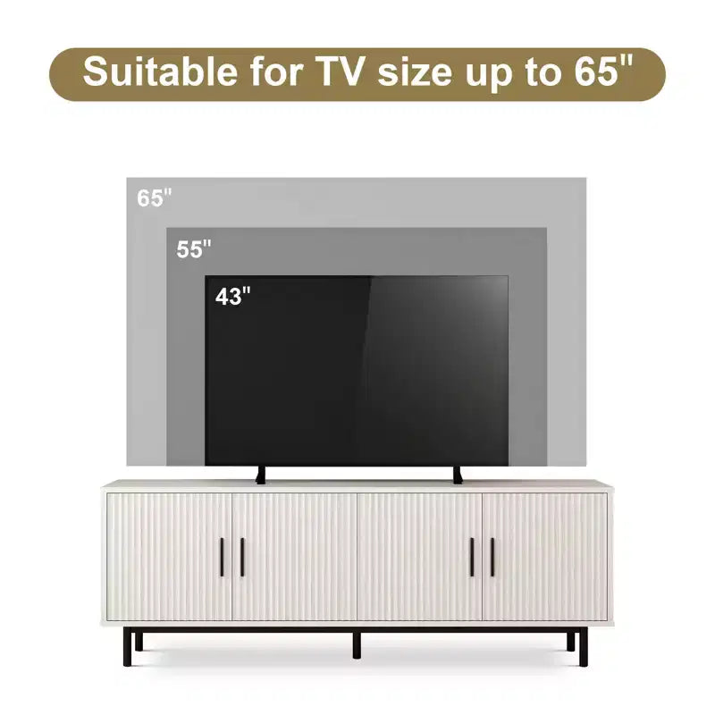 Dyonery 70 Fluted TV Stand for TVs up to 80 Inches,Entertainment Center with Storage & Adjustable Shelf,Modern TV Console for Living Room and Bedroom