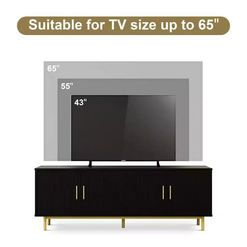 Dyonery 70 Fluted TV Stand for TVs up to 80 Inches,Entertainment Center with Storage & Adjustable Shelf,Modern TV Console for Living Room and Bedroom