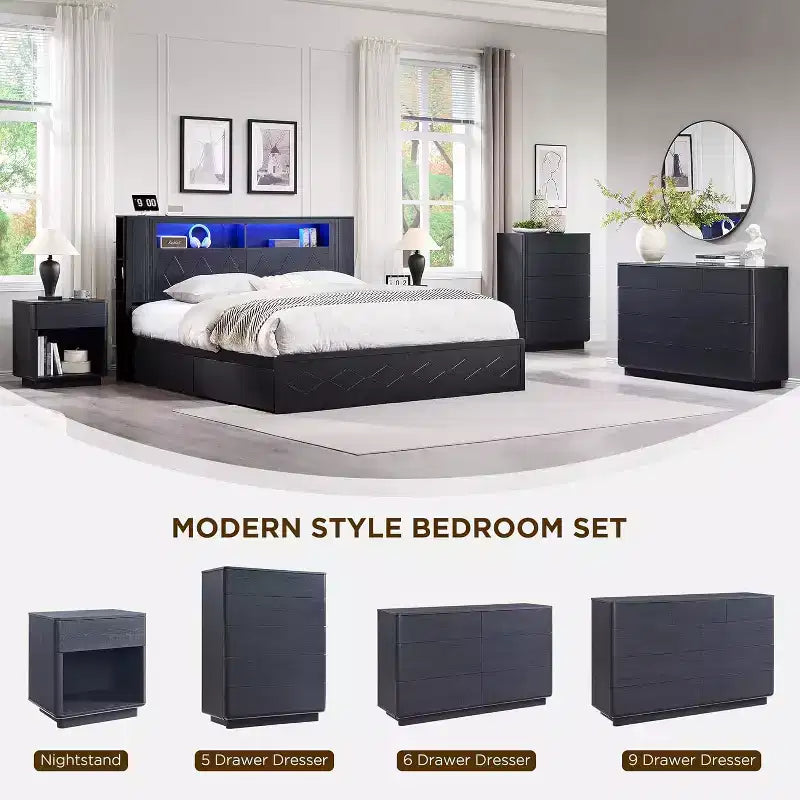 6 Drawer Dresser, Modern Wooden Chest of Drawers Chest of Drawers with Curved Profile Design, Storage Organizer Dresser for Living Room