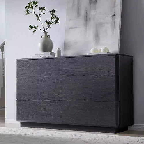 6 Drawer Dresser, Modern Wooden Chest of Drawers Chest of Drawers with Curved Profile Design, Storage Organizer Dresser for Living Room