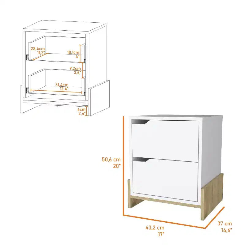 Lovell Stylish Functional 2 Drawer Nightstand for Bedroom Living Room