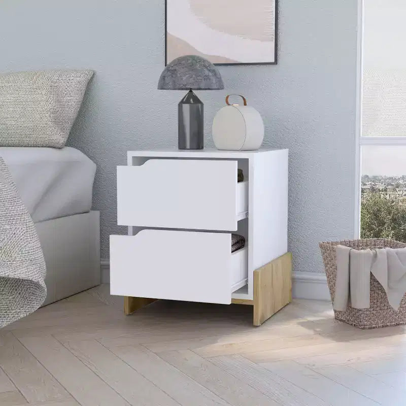 Lovell Stylish Functional 2 Drawer Nightstand for Bedroom Living Room
