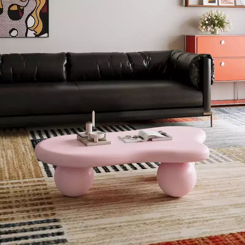 40 Cloud Coffee Table with Ball Legs, Modern Irregular Center Table for Living Room, Pink