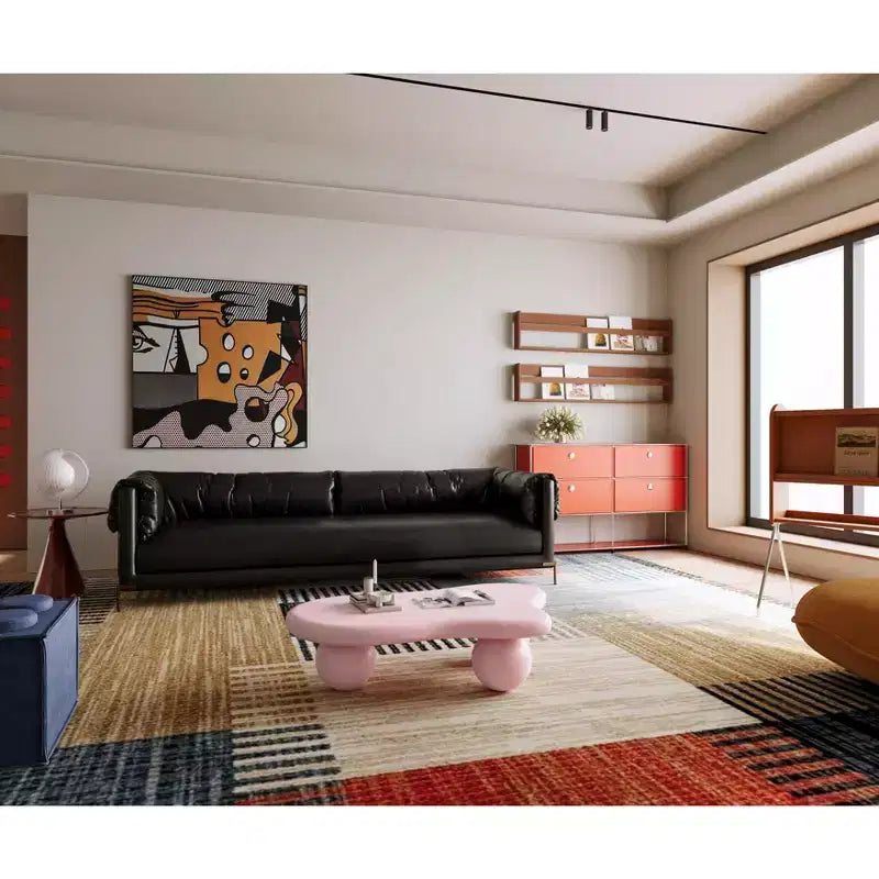 40 Cloud Coffee Table with Ball Legs, Modern Irregular Center Table for Living Room, Pink