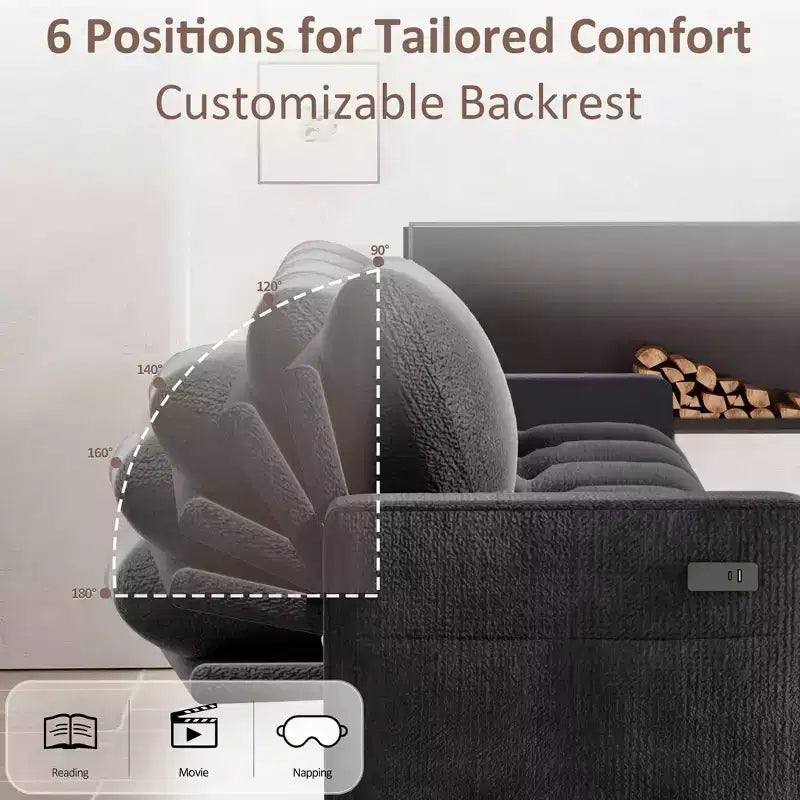 Dyonery 81 L-Shaped Sectional Sleeper Sofa Bed with Pull-Out, Reclining Backrest, Storage Chaise & USB Ports