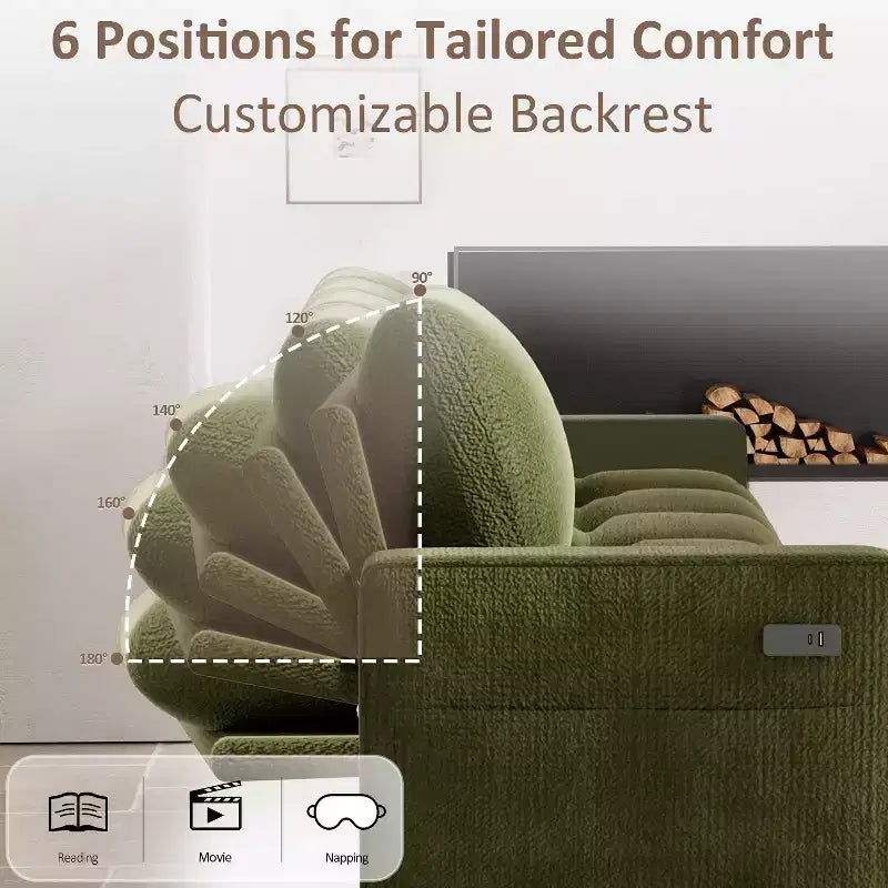 Dyonery 81 L-Shaped Sectional Sleeper Sofa Bed with Pull-Out, Reclining Backrest, Storage Chaise & USB Ports