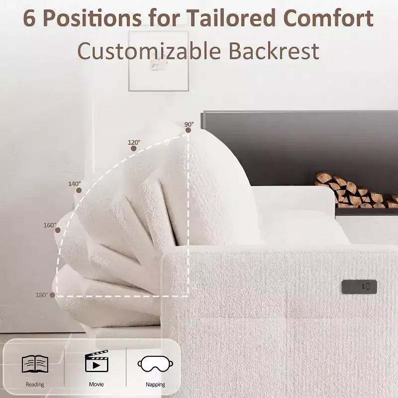 Dyonery 81 L-Shaped Sectional Sleeper Sofa Bed with Pull-Out, Reclining Backrest, Storage Chaise & USB Ports