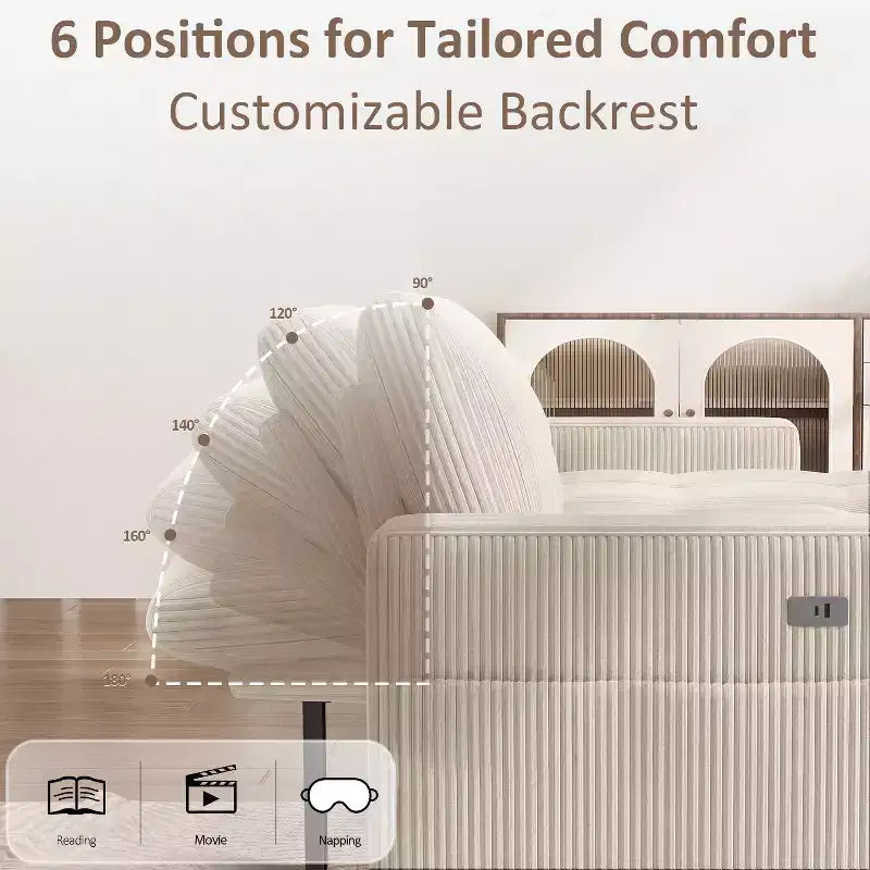 Dyonery 81 L-Shaped Sectional Sleeper Sofa Bed with Pull-Out, Reclining Backrest, Storage Chaise & USB Ports