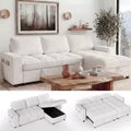 Dyonery 81 L-Shaped Sectional Sleeper Sofa Bed with Pull-Out, Reclining Backrest, Storage Chaise & USB Ports