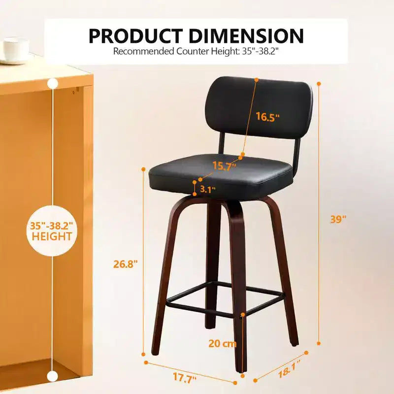 360 Swivel Counter Height Bar Stools Set of 2