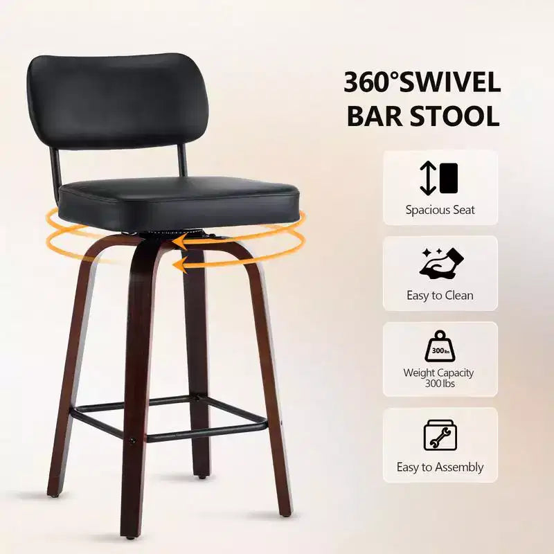 360 Swivel Counter Height Bar Stools Set of 2