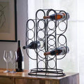 AEELLEEA Modern Wine Rack Countertop, Black Metal, 23.25 x 14.75 x 8 Inches, Freestanding Design, Holds 12 Bottles, Contemporary Home Bar Storage