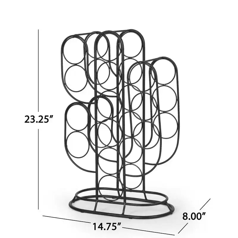 AEELLEEA Modern Wine Rack Countertop, Black Metal, 23.25 x 14.75 x 8 Inches, Freestanding Design, Holds 12 Bottles, Contemporary Home Bar Storage