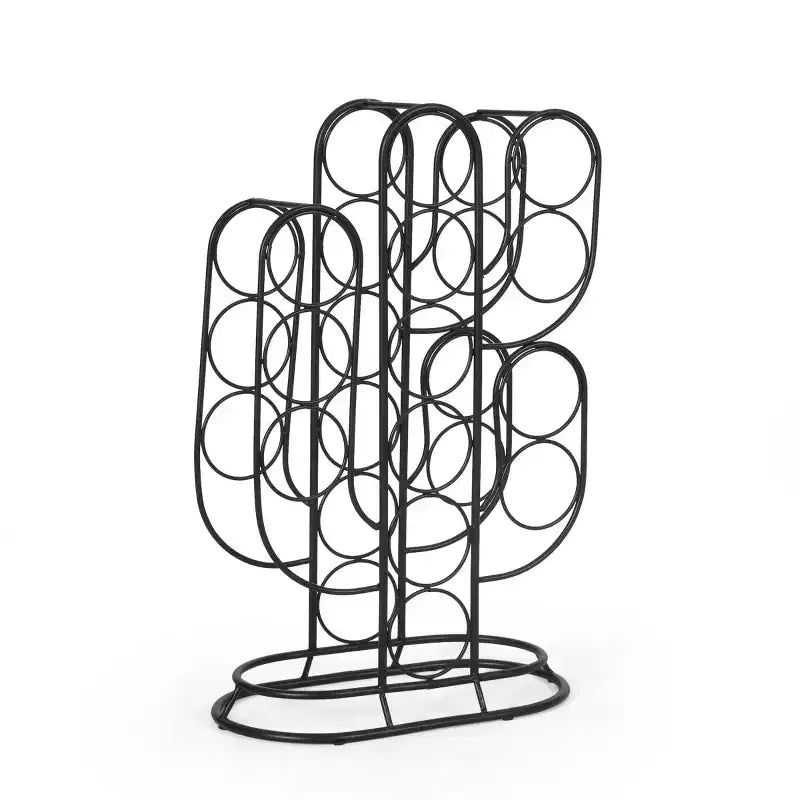 AEELLEEA Modern Wine Rack Countertop, Black Metal, 23.25 x 14.75 x 8 Inches, Freestanding Design, Holds 12 Bottles, Contemporary Home Bar Storage