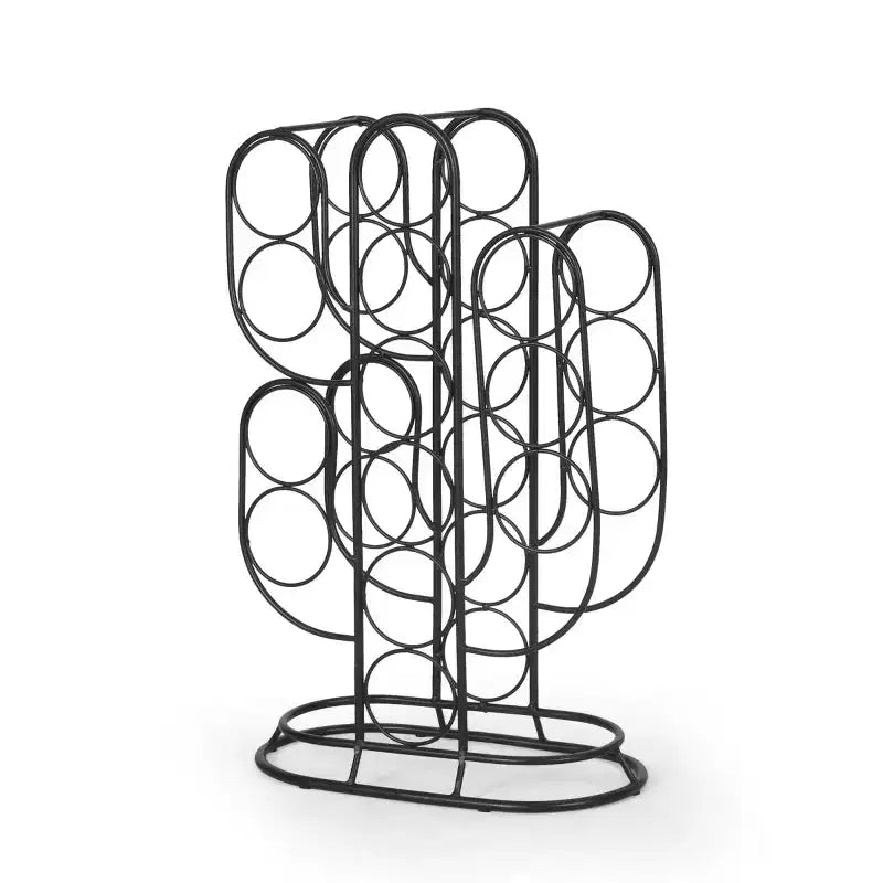 AEELLEEA Modern Wine Rack Countertop, Black Metal, 23.25 x 14.75 x 8 Inches, Freestanding Design, Holds 12 Bottles, Contemporary Home Bar Storage