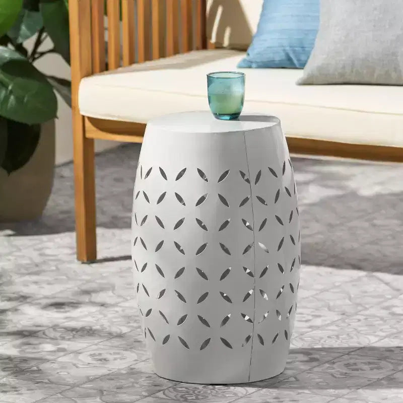 Fun little toys brand LILAC 12 Accent Side Table, Cylindrical Design End Table for Living Room, Family Room, or Entryway, Industrial