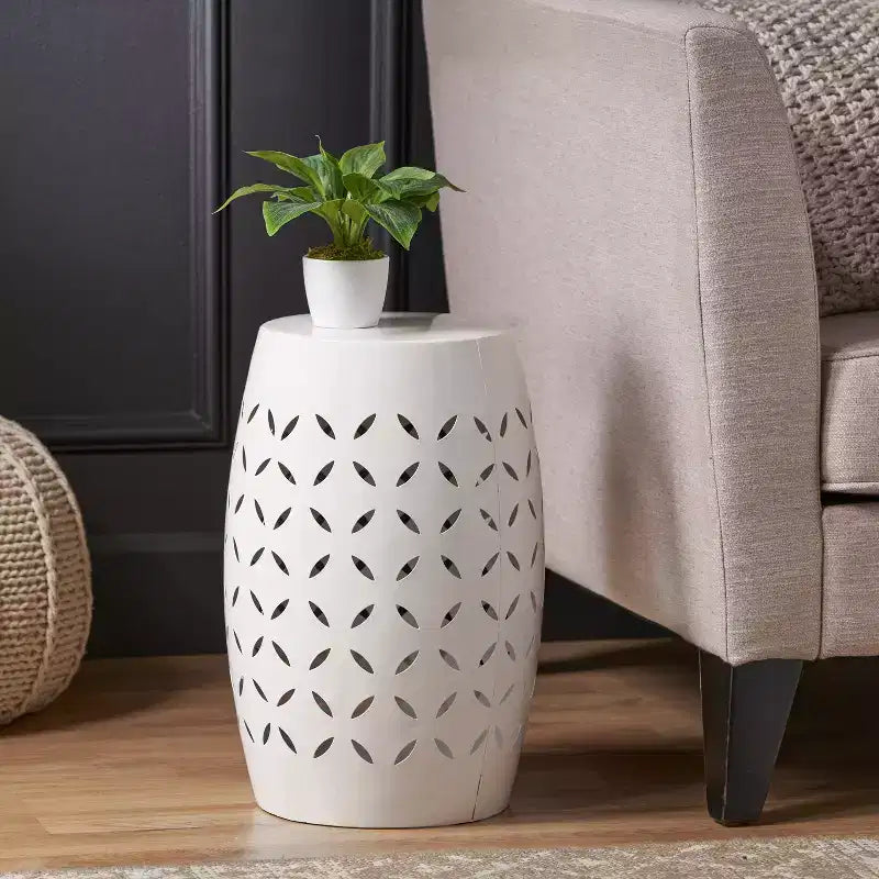 Fun little toys brand LILAC 12 Accent Side Table, Cylindrical Design End Table for Living Room, Family Room, or Entryway, Industrial