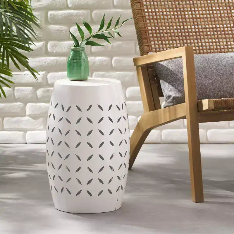 Fun little toys brand LILAC 12 Accent Side Table, Cylindrical Design End Table for Living Room, Family Room, or Entryway, Industrial