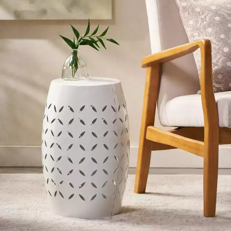 Fun little toys brand LILAC 12 Accent Side Table, Cylindrical Design End Table for Living Room, Family Room, or Entryway, Industrial
