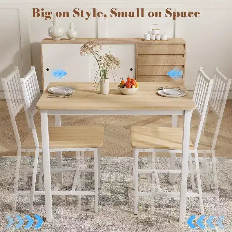 MooxvMoo 3-Piece Rectangular Dining Table Set for 2, Kitchen Table Set with 2 Chairs, Breakfast Nook Furniture for Kitchens, Dining Room, White