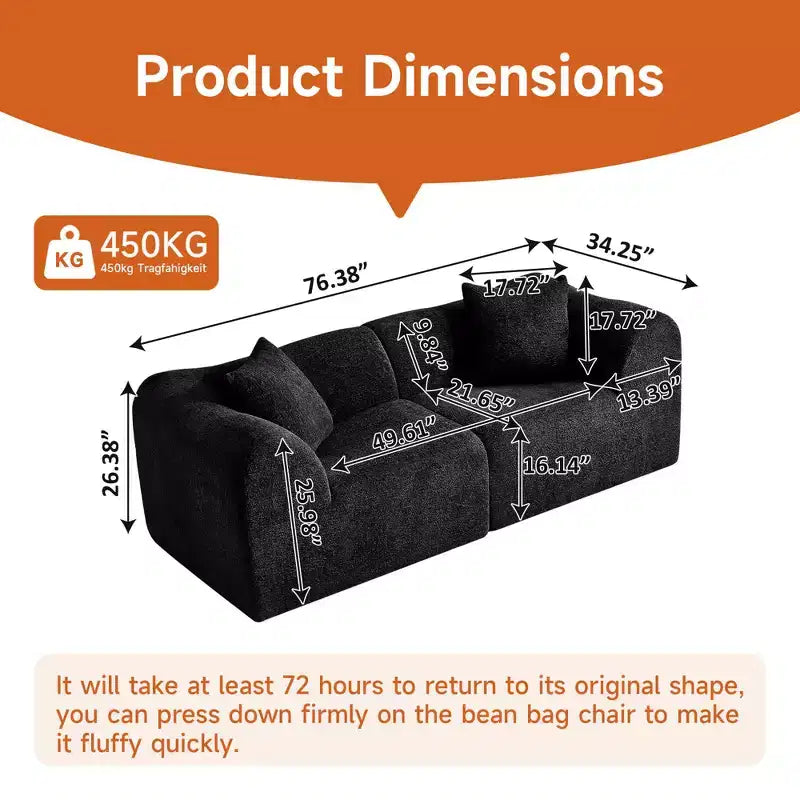 MAYEERTY 70 In 2 SeaterModern Velvet Loveseat Sofa with Throw Pillows Compact Space-Saving Couch