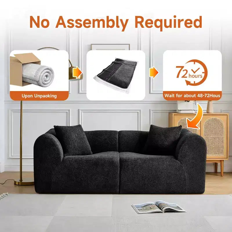 MAYEERTY 70 In 2 SeaterModern Velvet Loveseat Sofa with Throw Pillows Compact Space-Saving Couch