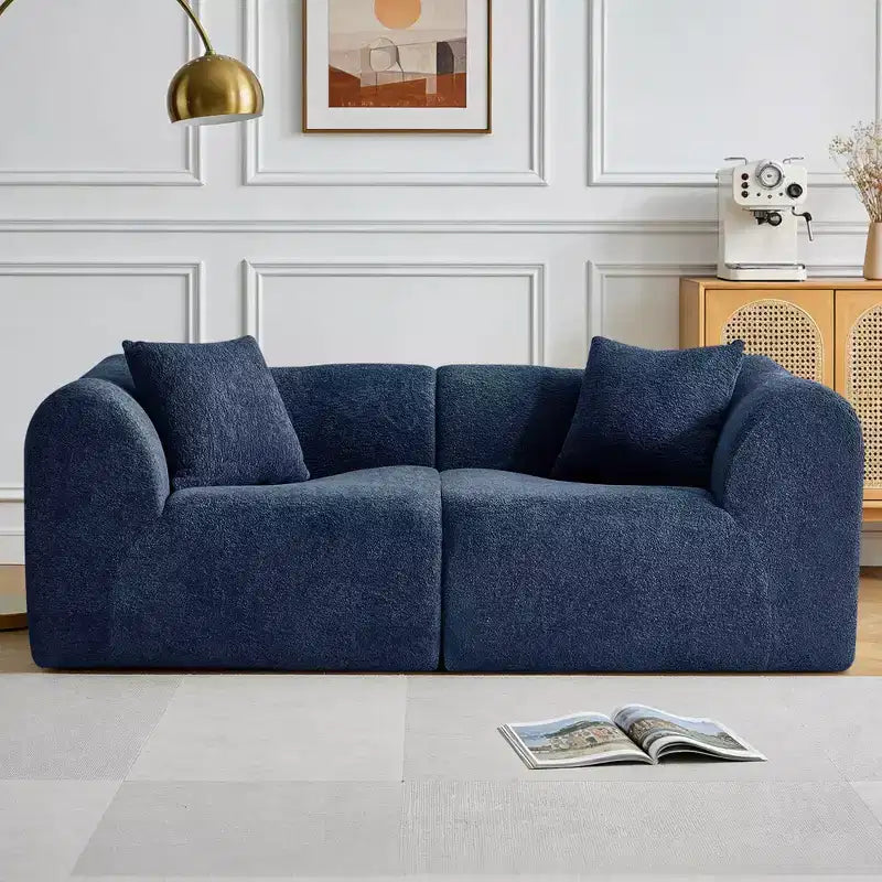 MAYEERTY 70 In 2 SeaterModern Velvet Loveseat Sofa with Throw Pillows Compact Space-Saving Couch