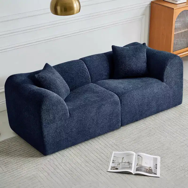 MAYEERTY 70 In 2 SeaterModern Velvet Loveseat Sofa with Throw Pillows Compact Space-Saving Couch