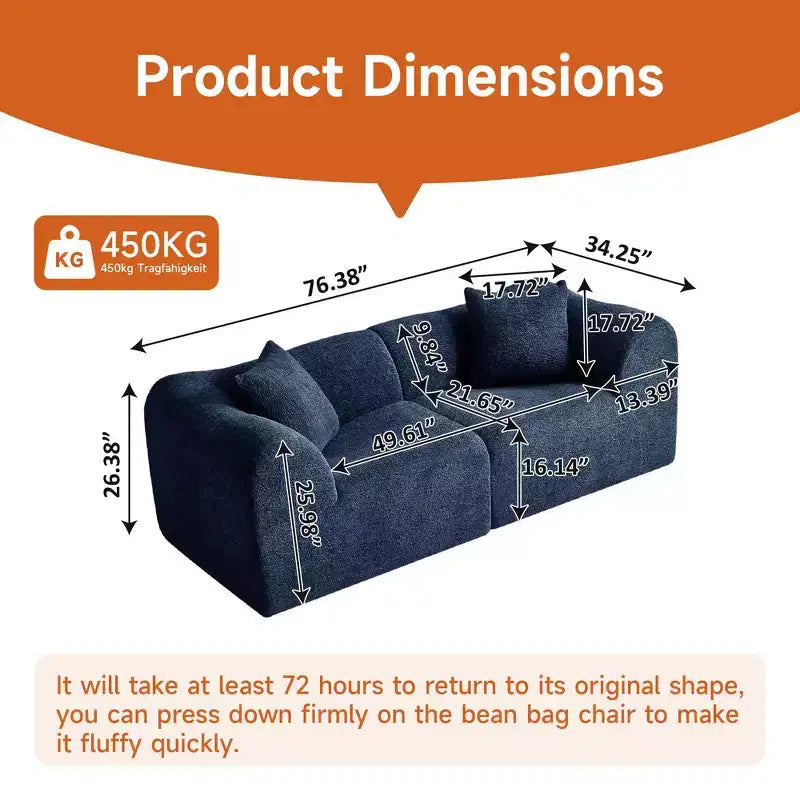MAYEERTY 70 In 2 SeaterModern Velvet Loveseat Sofa with Throw Pillows Compact Space-Saving Couch