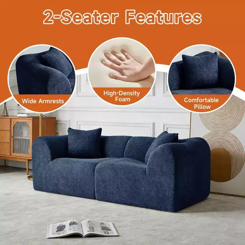 MAYEERTY 70 In 2 SeaterModern Velvet Loveseat Sofa with Throw Pillows Compact Space-Saving Couch