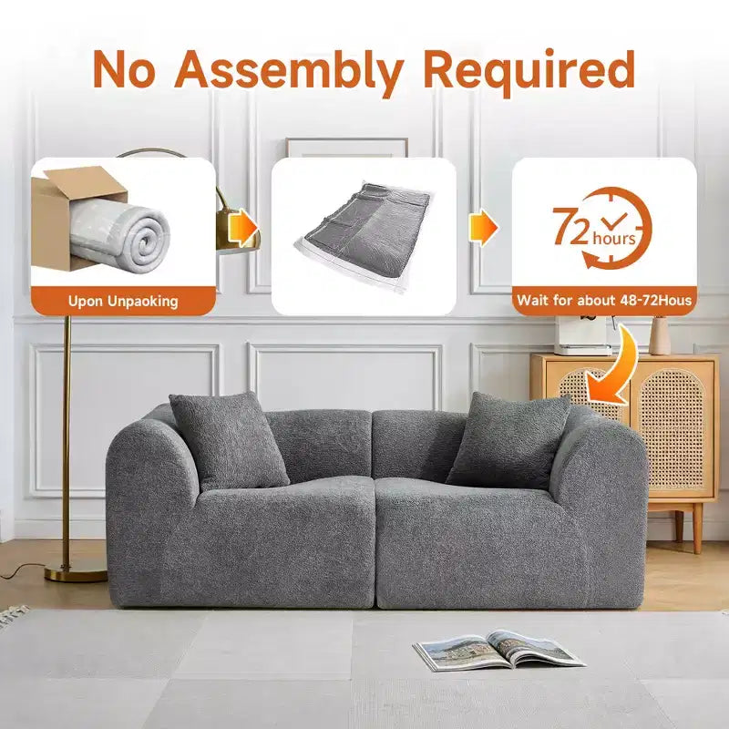 MAYEERTY 70 In 2 SeaterModern Velvet Loveseat Sofa with Throw Pillows Compact Space-Saving Couch