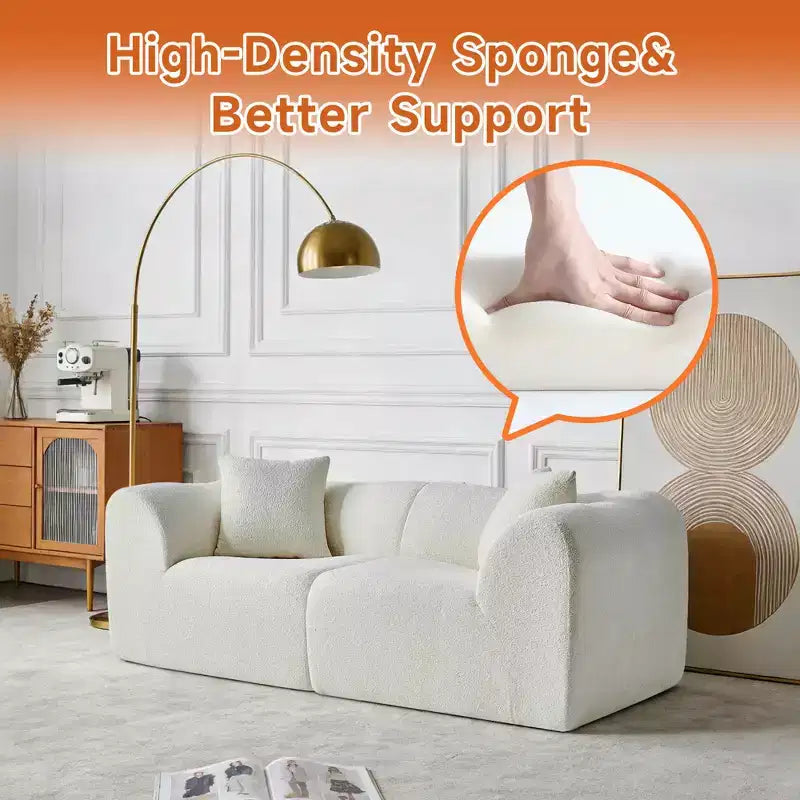 MAYEERTY 70 In 2 SeaterModern Velvet Loveseat Sofa with Throw Pillows Compact Space-Saving Couch