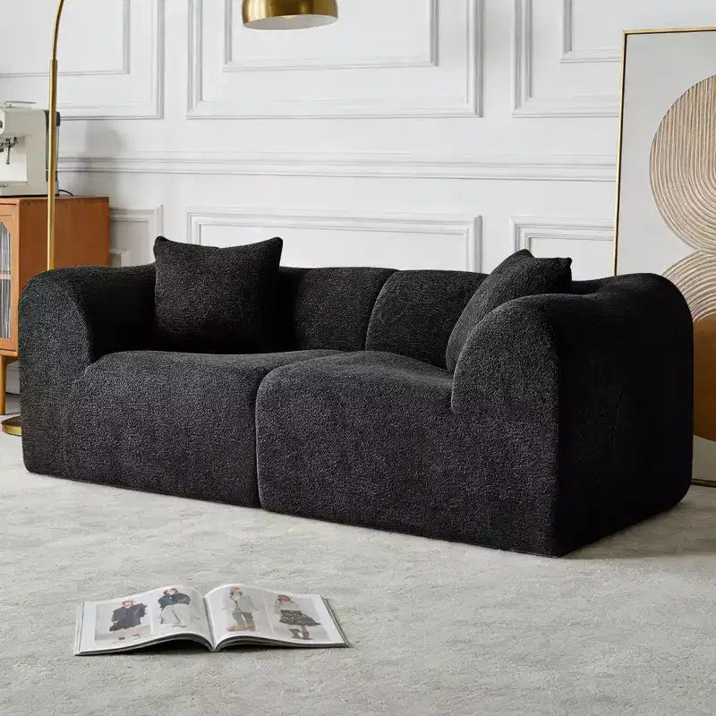 MAYEERTY 70 In 2 SeaterModern Velvet Loveseat Sofa with Throw Pillows Compact Space-Saving Couch