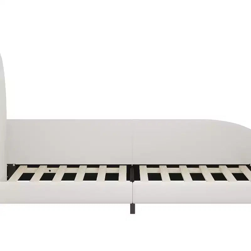 Twin Upholstered Rabbit Princess Bed, Platform Bed with Headboard and Footboard, White
