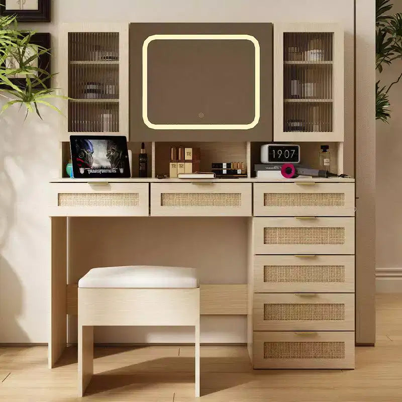 Large Makeup Vanity Set with Lights, USB & Power Outlet and 7 Drawers
