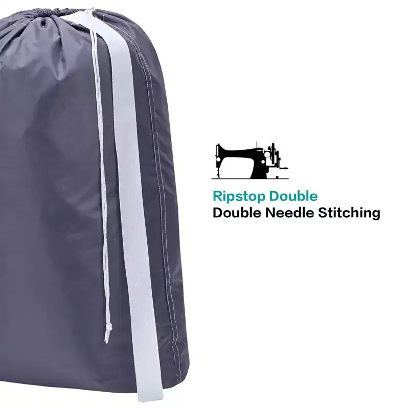 Narwey 2 Pack XL Nylon Laundry Bag with Strap, Large Dirty Garments Organizer